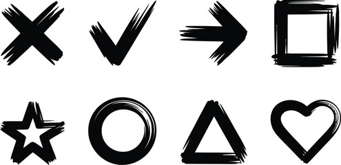 Brush Stroke Symbols Hand-Drawn Icons for Design and Communication