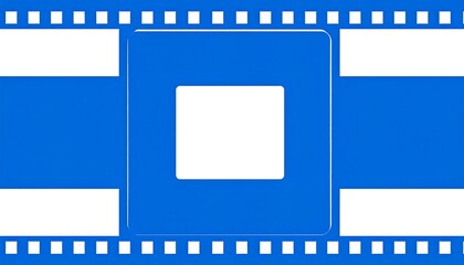Blue film strip frame with white inner square