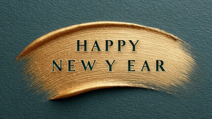 Bright golden paint on dark surface with cheerful new year wishes for celebration and joy