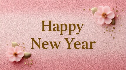 Joyful celebration of New Year with floral decorations on textured background