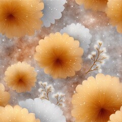 Beautiful floral pattern with orange and white blooms set against a soft background
