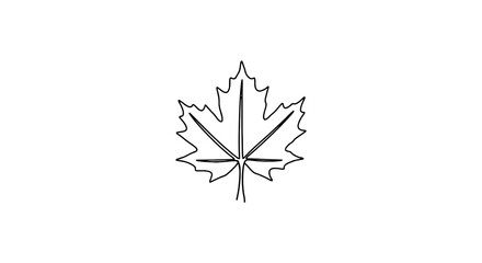 Maple Leaf Minimalist One Line Botanical Illustration Elegant maple leaf line art. Ideal for autumn themes, Canadian symbols, botanical designs, and modern vector artwork