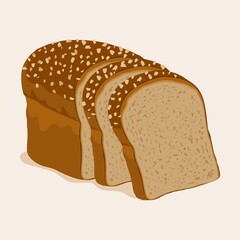 Wheat bread clipart, realistic illustration design