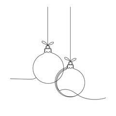  Christmas ornaments one line art simple holiday design.