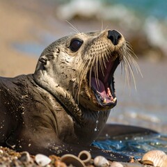 Seal with open mouth