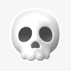 Human skull icon sticker with white border