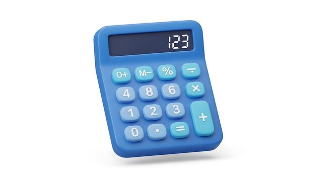 A 3d rendering of a light blue calculator against a white background.