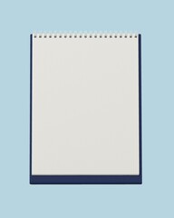Desk calendar, blue 3D rendering design