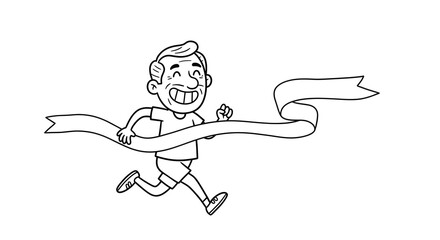 Senior man crossing the finish line in a race, illustration