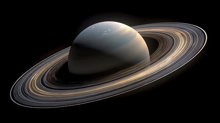 Majestic saturn with its iconic rings against a dark cosmic background