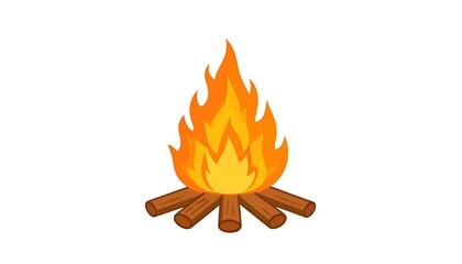 Campfire with vibrant flames atop logs