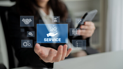 Customer service and support workflow with cooperation, communication, maintenance, and checklist icons for efficient service operation and user satisfaction Latch