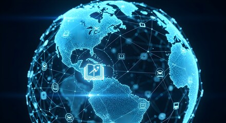 Global Network Connection, Digital World, Technology Globe.