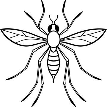 recommend clip art: Simple Mosquito Outline Vector Drawing Isolated on White