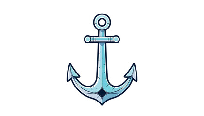 A detailed illustration of a blue anchor with a subtle sparkle effect on its surface, isolated on a transparent background, representing maritime strength and reliability