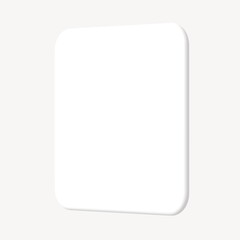 3D white square badge, geometric shape