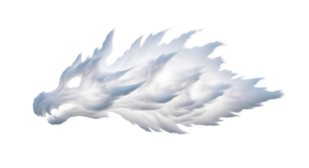 Dragon Head Made of Clouds Isolated on Black Background
