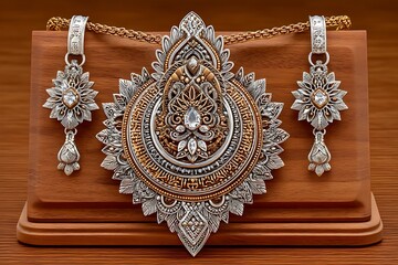 Obraz premium Fashion necklace with traditional artisan elements high resolution picture