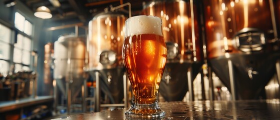 Craft beer in brewery setting