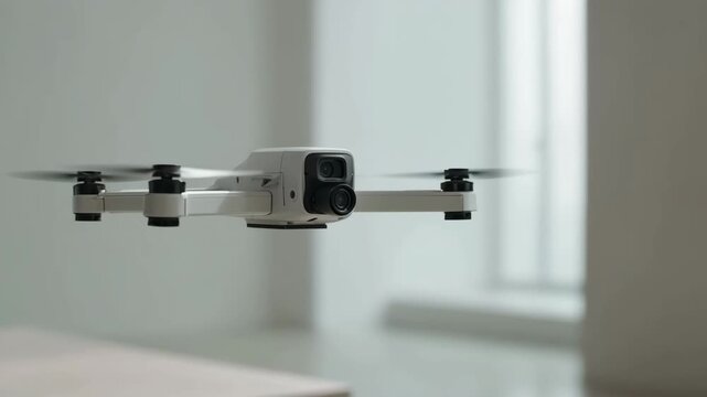 household drone equipped with advanced scanning technology is assisting in locating lost items at home