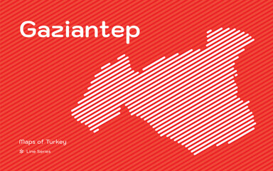 Gaziantep province map with red diagonal line pattern vector