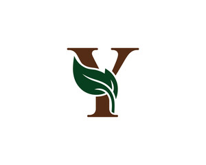 Elegant 'Y' Initial Logo with a Leaf Accent - Perfect for Eco-Friendly Brands and Organic Products