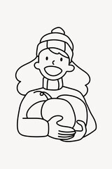 Woman holding pumpkin doodle