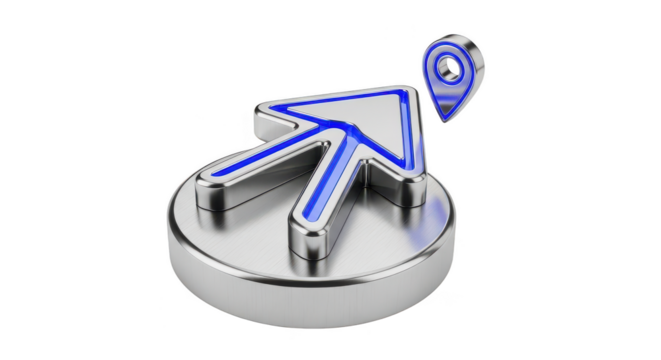 Navigation concept with arrow and map marker