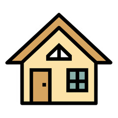 Home Icon – Stylized Beige House with Triangular Roof