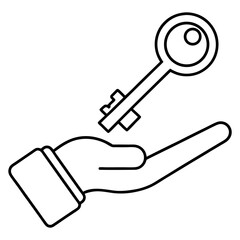 Access and Ownership Icon – Hand Holding Key Symbol