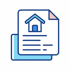 Mortgage Document Icon – Paper with House Symbol and Text