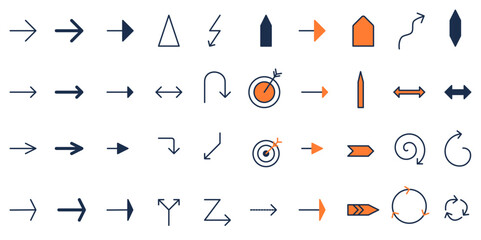 Clean vector set with 20 infographic arrows for processes, workflows and presentations. Duotone design, fully editable in AI/EPS/SVG, perfect for business diagrams and data visualization