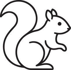 Obraz premium Squirrel Line Art Icon Vector for Autumn Fall Season Forest Animal Symbol in Minimalist Thin Outline Modern Style