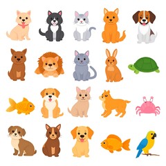 Fototapeta premium Adorable cartoon pets collection