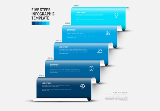 Five Steps Infographic Template in Blue Tones