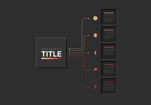 Modern Dark Infographic Design with Connected Elements and Icons