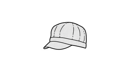 Fototapeta premium Linen cap in simple design with a curved visor on white background 