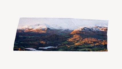 Mountain landscape washi tape design on white background