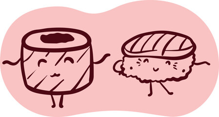 Cute sushi character Japanese cuisine	
