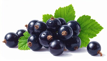 Blackcurrant Bunch Isolated on Clean White Background