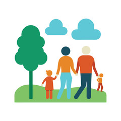 Family walk outdoors