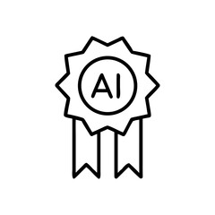AI award badge illustration with ribbon and circular design  