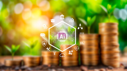 Ai tech, Global Internet connect with AI for business, Artificial Intelligence, using command prompt for generates something, Futuristic technology transformation.