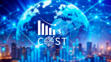 Cost reduction concept, Expenses and saving money, Business strategy and project management, with growth graph of quality control, cost reduction, efficient business and budget cutting.