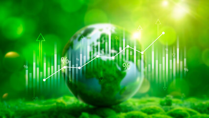 Stock market business and exchange financial growth graph. Business chart data graph diagram, business trading graph investment growth, global trend arrow up and down.