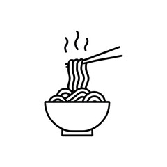 Bowl of hot noodle with chopstick drawing