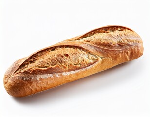whole french baguette isolated on white background