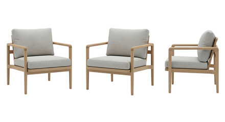 Fototapeta premium Set of Three Modern Armchairs with Wooden Frame 1e0a90057f1a6419c1b4c60e60b9ab71dr