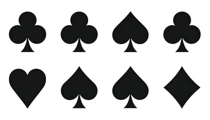 Black playing card suits on white
