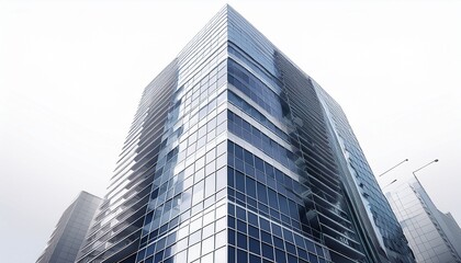 Obraz premium 3d modern high rise office building on white background